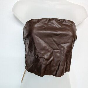 NWT SKIMS FAUX LEATHER TUBE TOP - COCOA - L